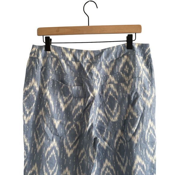 Chico's 100% Linen Ikat Print Wide Leg Pants Resortwear Vacation Preppy Small - Picture 9 of 16